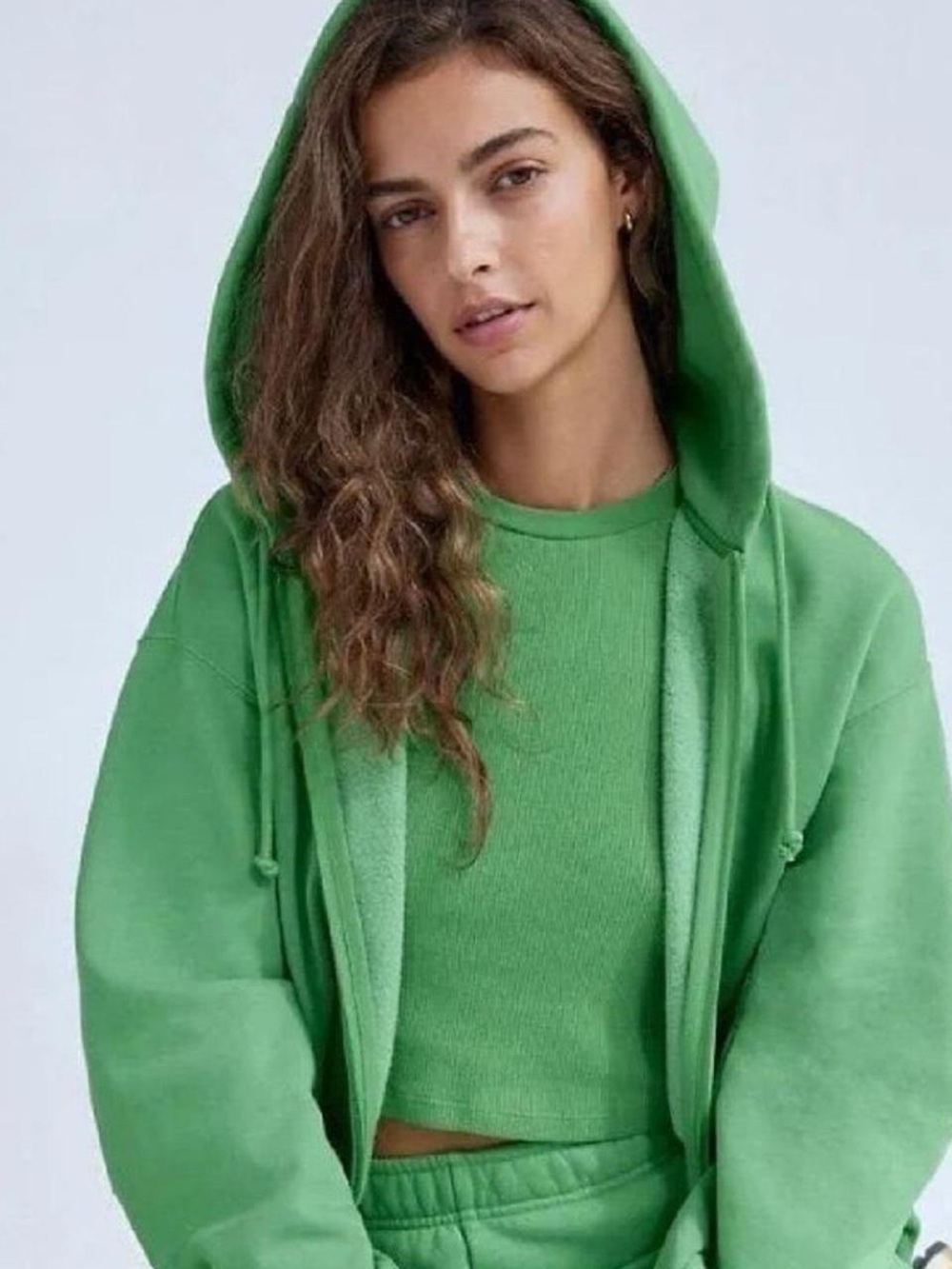 TNA cozy hoodie green zip up hoodie Size M #loungewear #cozy
